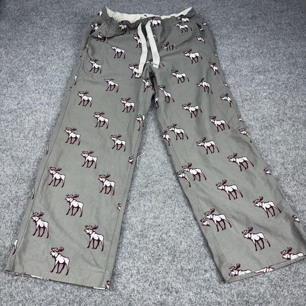 Abercrombie 1892 Pajama Pants Men's XL Gray Moose Print Lounge Sleepwear Y2K